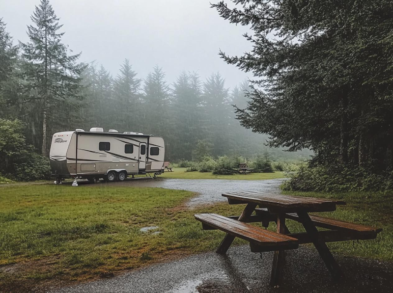 Camping in Port Hardy RV Resort and Log Cabins