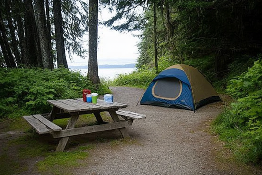 Camping in the Green Point Campground - Long Beach Unit