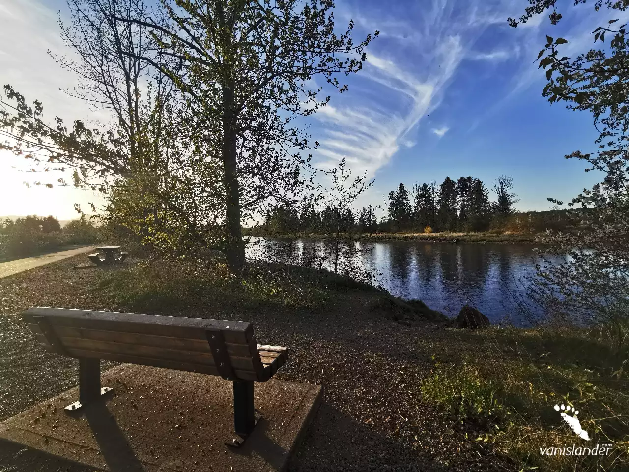 Benches View around the park in Courtenay, Vancouver Island