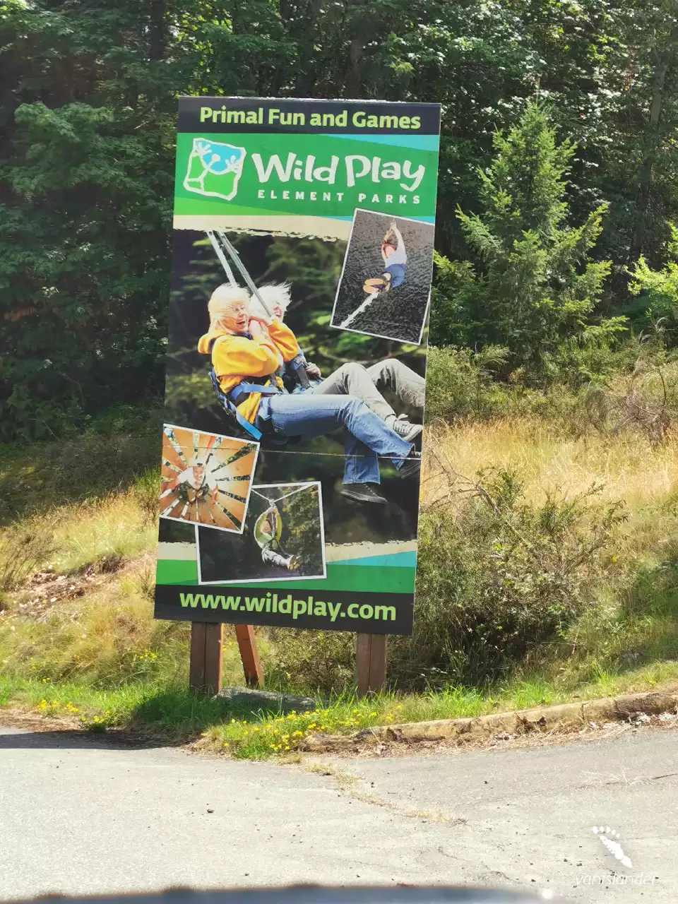 WildPlay Board by the road in Nanaimo,  Vancouver Island
