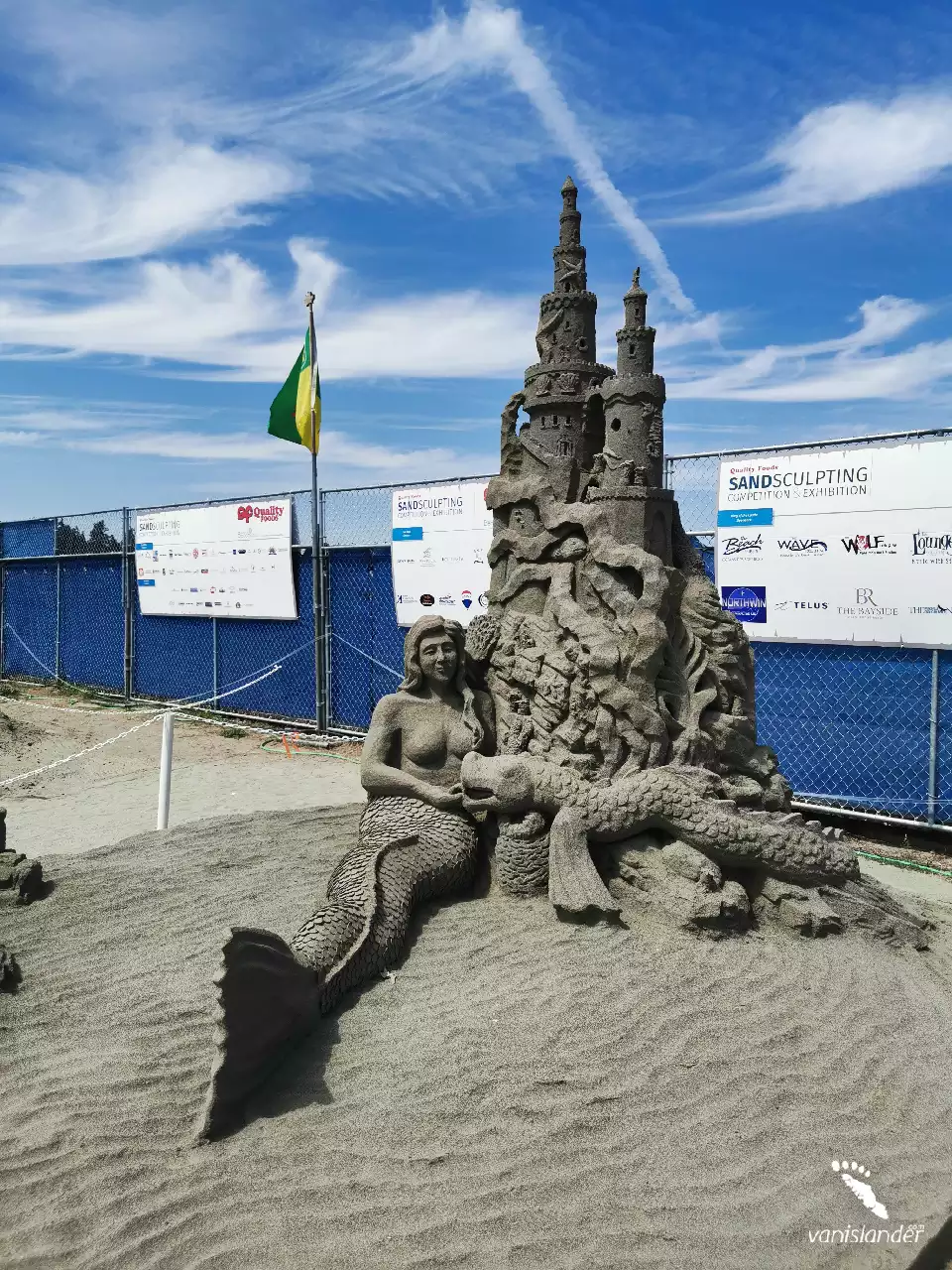 Sand Statue Of Dragon, Castle & A Mermaid - Parksville Festival, Vancouver Island