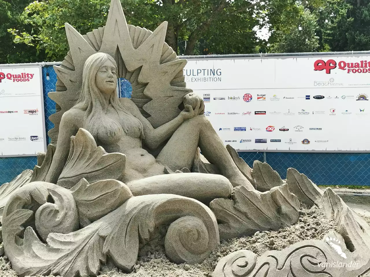Queen Sand Statue with An Apple - Parksville Festival, Vancouver Island