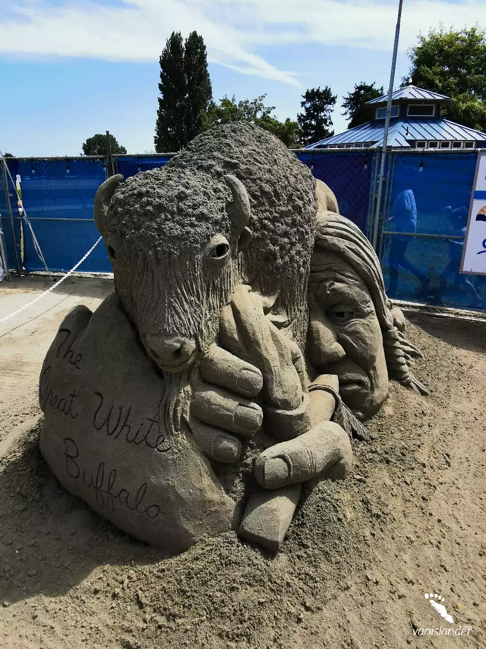 Great White Buffalo Sand Statue - Parksville Festival, Vancouver Island
