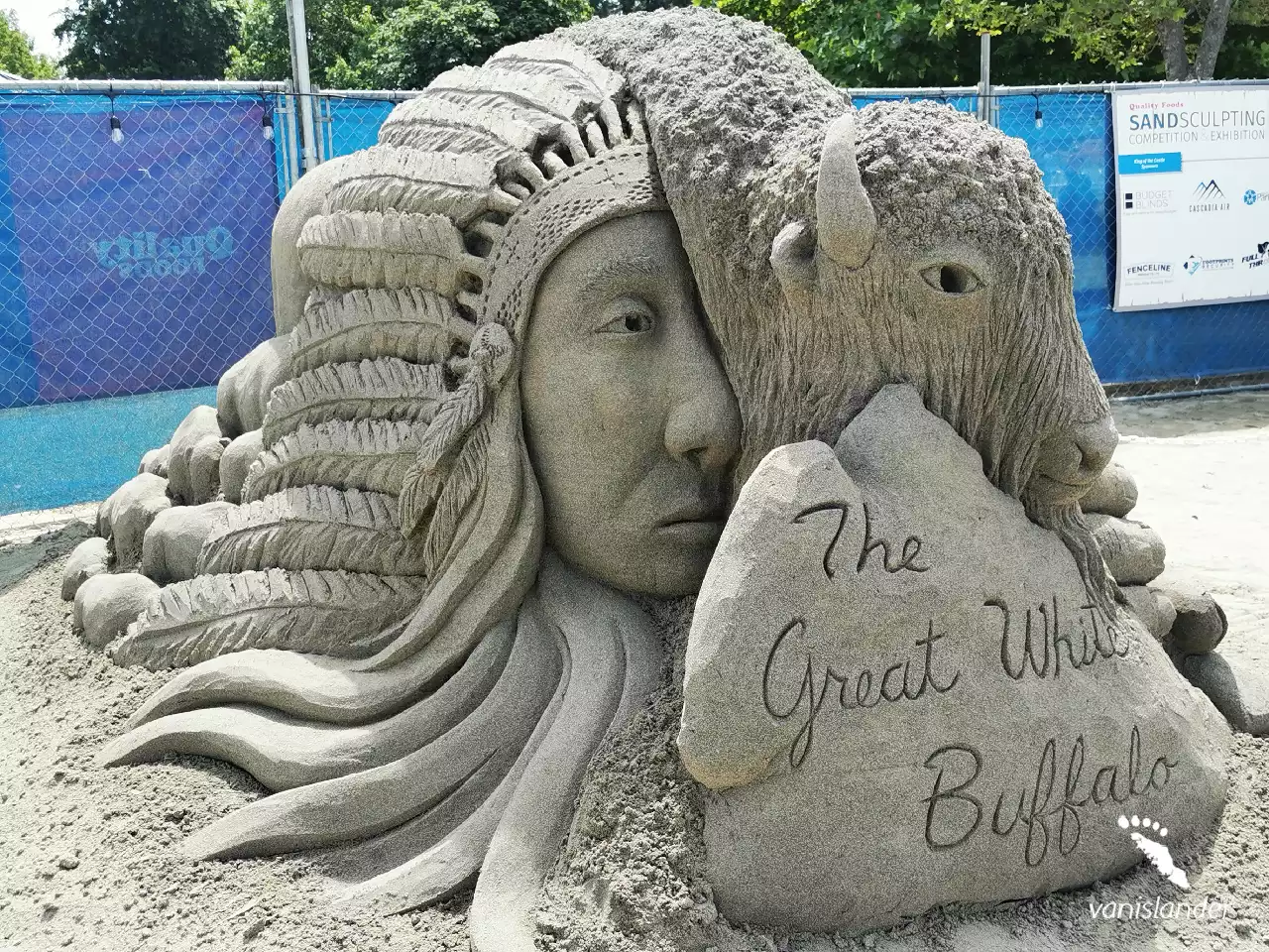 Great White Buffalo Sand Statue - Parksville Festival, Vancouver Island