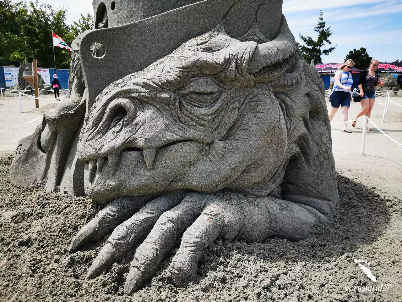 Sand statue of a sleeping dragon - Parksville Festival, Vancouver Island