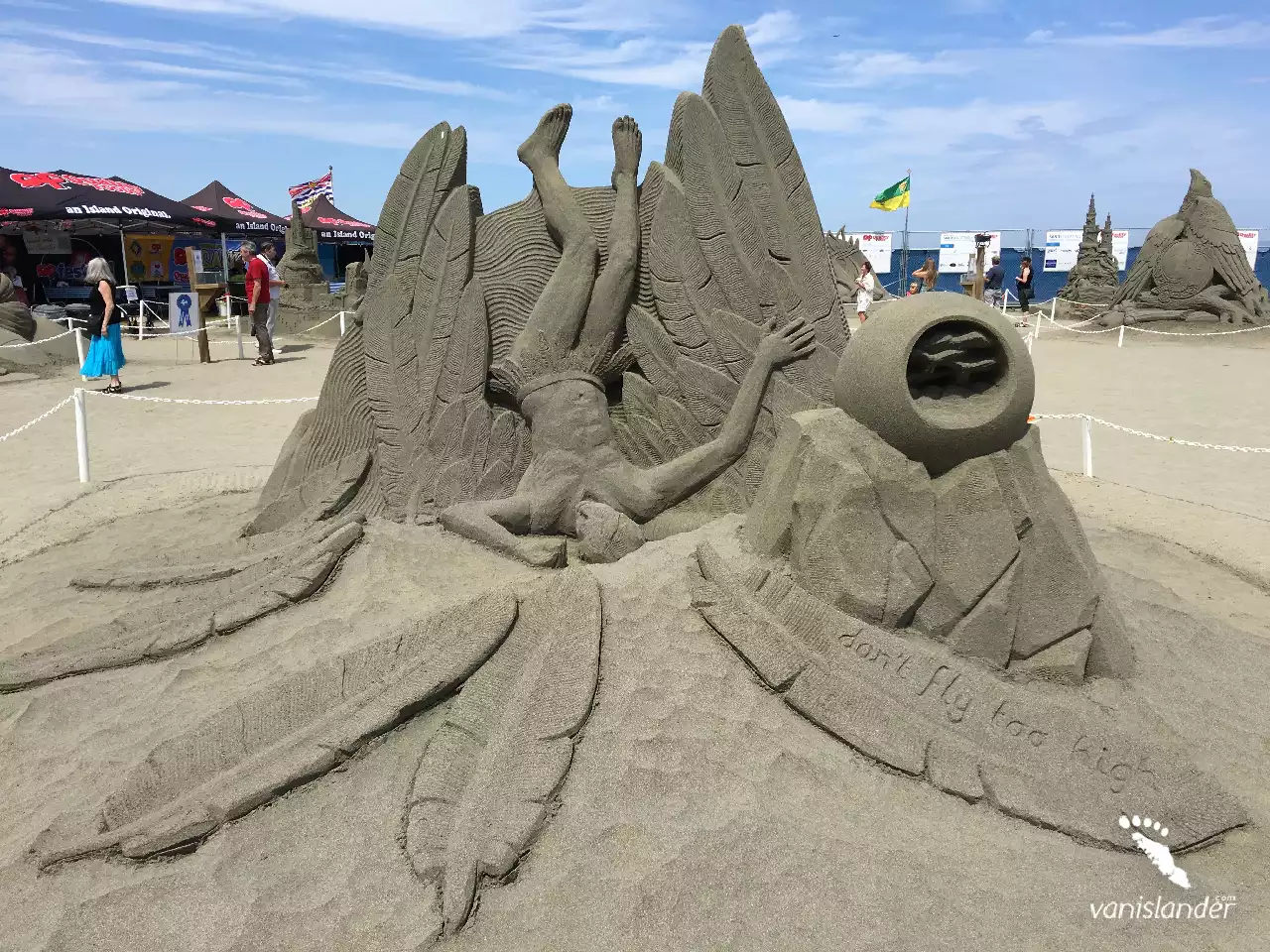 Sand Sculpture of a man falling down - Parksville Festival, Vancouver Island