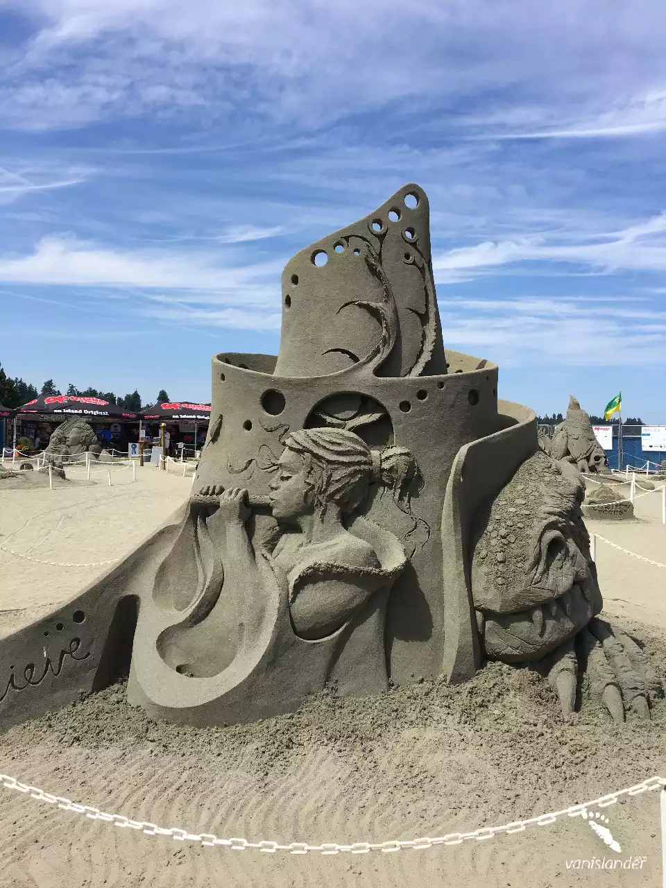 Sand Sculpture Of A Girl Fluting Magically - Parksville Festival, Vancouver Island