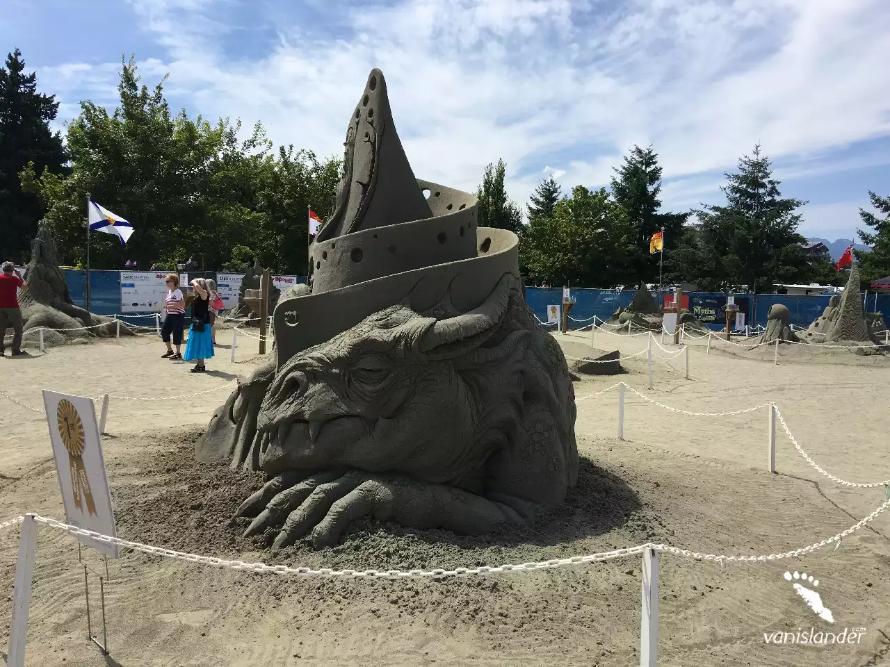 Sand statue of a sleeping dragon - Parksville Festival, Vancouver Island