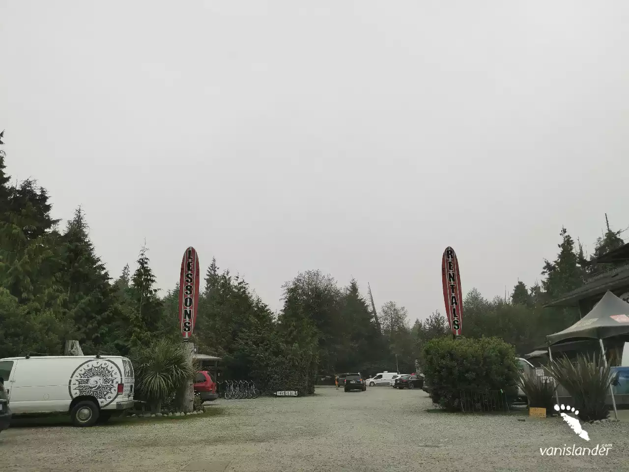 View of visitor services & parking in Tofino,  Vancouver Island