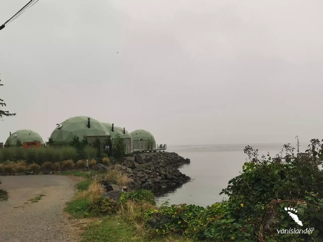 View of the  Solar Geodesic Dome Nature House in Tofino,  Vancouver Island