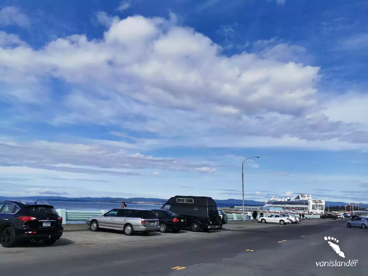 Cars parking by the Ocean in Victoria,  Vancouver Island