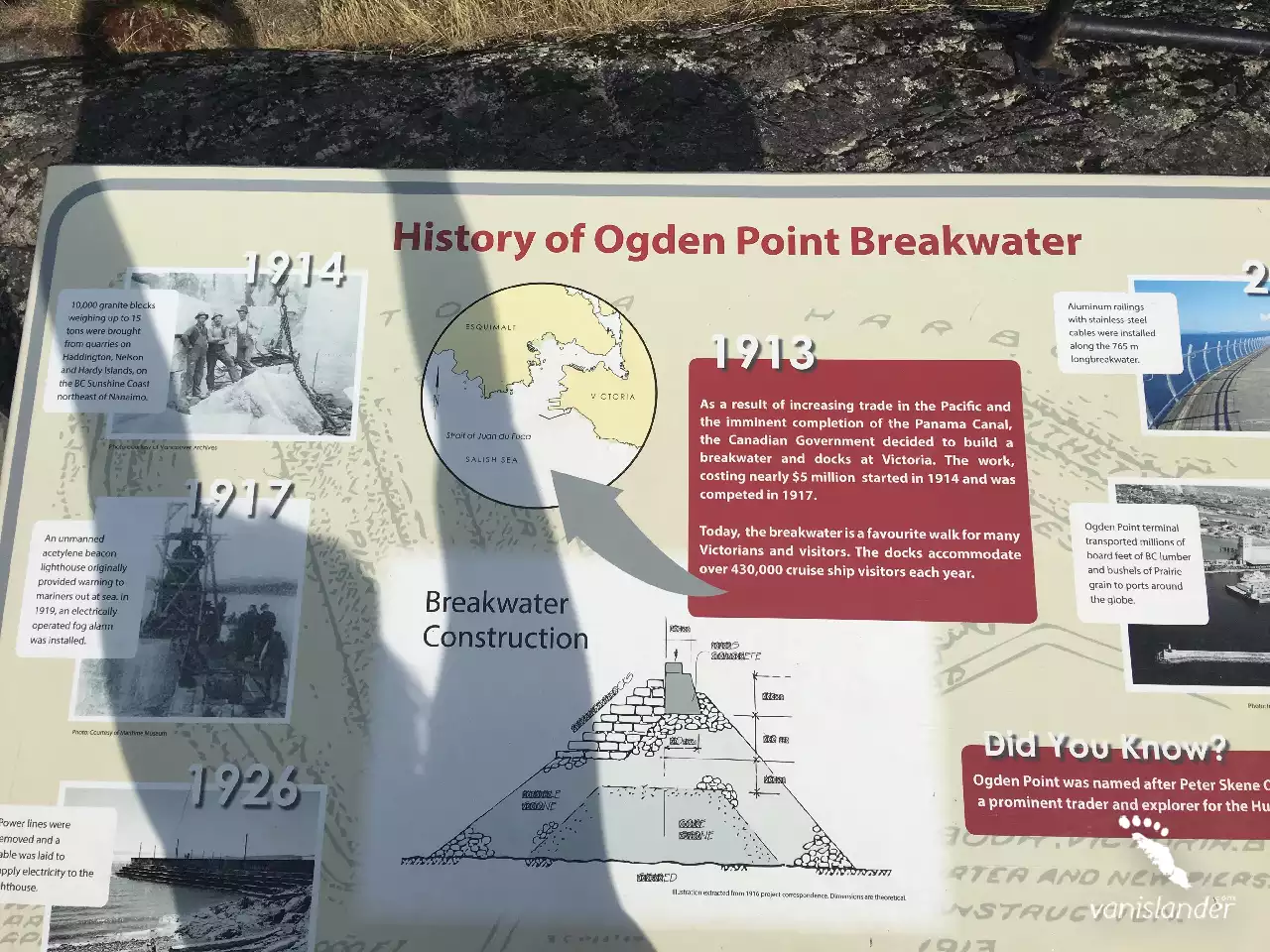 History Board of Ogden Point Breakwater - Victoria,  Vancouver Island