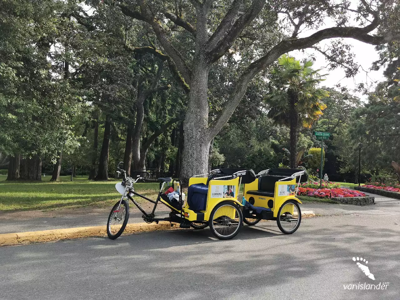 View of Bicycle Taxi in the middle of street - Victoria,  Vancouver Island